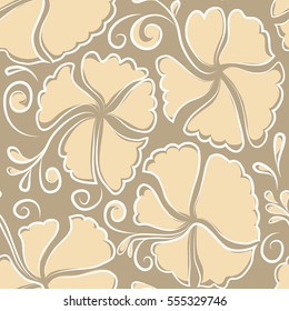 Vintage vector floral seamless pattern in beige colors.