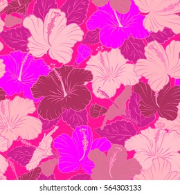 Vintage vector floral seamless pattern in magenta and pink colors.