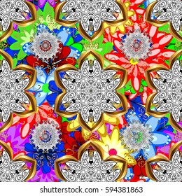 Vintage vector floral seamless pattern colorful.