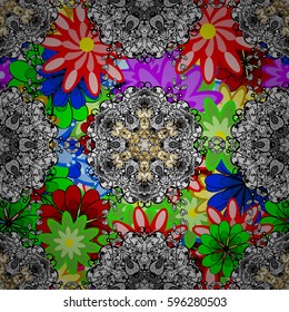Vintage vector floral seamless pattern colorful.