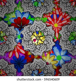 Vintage vector floral seamless pattern in colors.