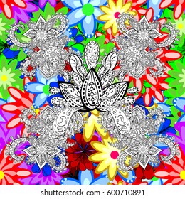 Vintage vector floral seamless pattern in colors.