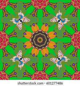 Vintage vector floral seamless pattern in colors.