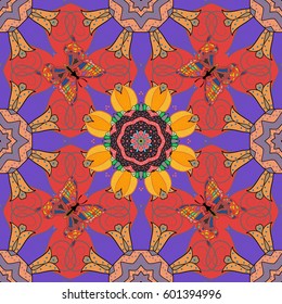 Vintage vector floral seamless pattern in colors.