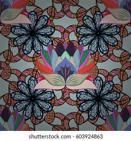 Vintage vector floral seamless pattern in colors.
