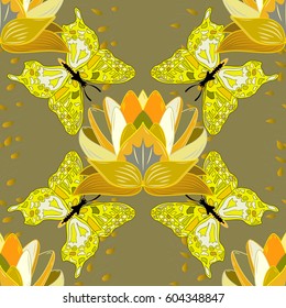 Vintage vector floral seamless pattern in colors.