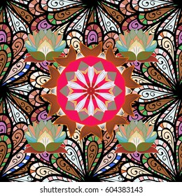 Vintage vector floral seamless pattern in colors.