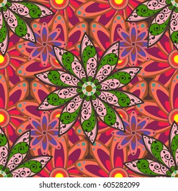 Vintage vector floral seamless pattern in colors.