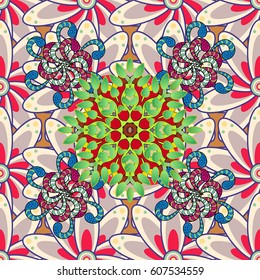 Vintage vector floral seamless pattern in colors.