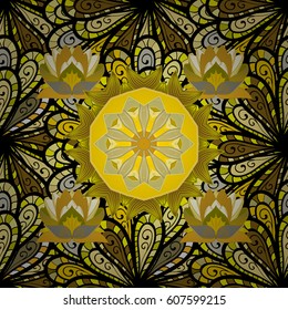 Vintage vector floral seamless pattern in colors.