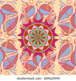 Vintage vector floral seamless pattern in colorful colors.