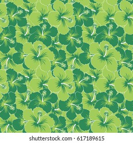 Vintage vector floral seamless pattern in green colors.
