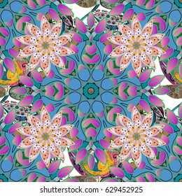 Vintage vector floral seamless pattern in colors.
