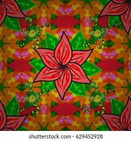 Vintage vector floral seamless pattern in pink colors.