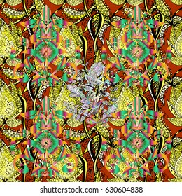 Vintage vector floral seamless pattern in colors.