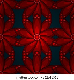 Vintage vector floral seamless pattern in blue colors.