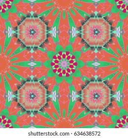 Vintage vector floral seamless pattern in pink colors.