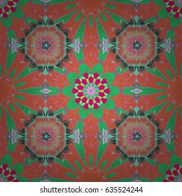 Vintage vector floral seamless pattern in pink colors.