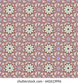 Vintage vector floral seamless pattern in blue colors.