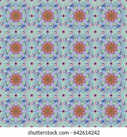 Vintage vector floral seamless pattern in blue colors.