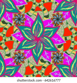 Vintage vector floral seamless pattern in red colors.
