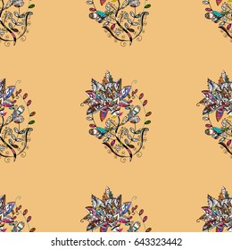 Vintage vector floral seamless pattern in blue colors.