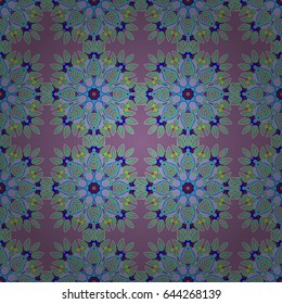 Vintage vector floral seamless pattern in blue colors.