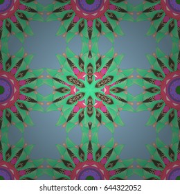 Vintage vector floral seamless pattern in blue colors.