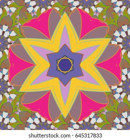 Vintage vector floral seamless pattern in blue colors.