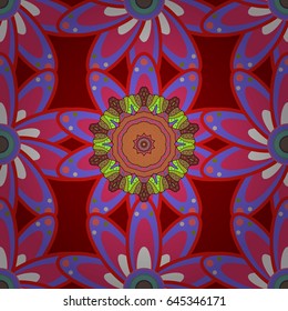 Vintage vector floral seamless pattern in blue colors.