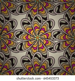 Vintage vector floral seamless pattern in blue colors.