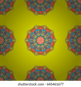 Vintage vector floral seamless pattern in blue colors.