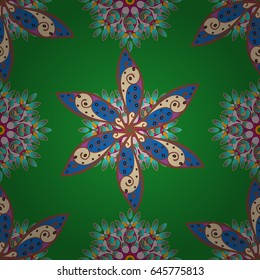 Vintage vector floral seamless pattern in blue colors.