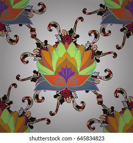 Vintage vector floral seamless pattern in blue colors.