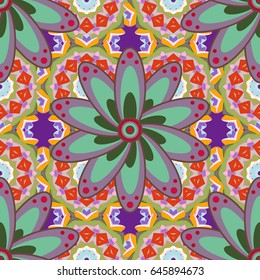 Vintage vector floral seamless pattern in blue colors.