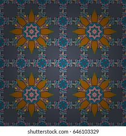 Vintage vector floral seamless pattern in blue colors.