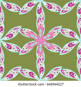 Vintage vector floral seamless pattern in blue colors.