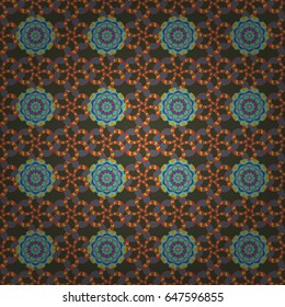 Vintage vector floral seamless pattern in blue colors.
