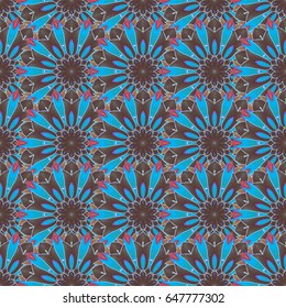 Vintage vector floral seamless pattern in blue colors.