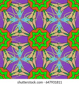 Vintage vector floral seamless pattern in blue colors.