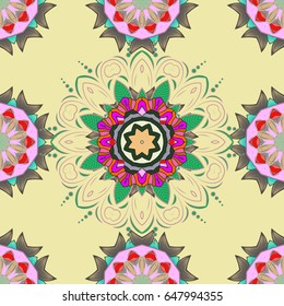 Vintage vector floral seamless pattern in blue colors.