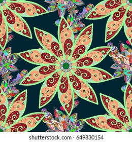 Vintage vector floral seamless pattern in pink colors.