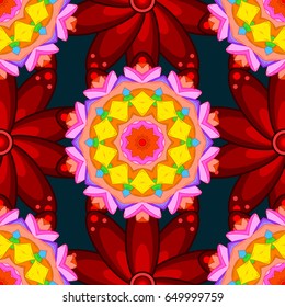 Vintage vector floral seamless pattern in blue colors.