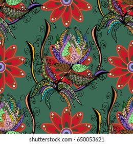 Vintage vector floral seamless pattern in pink colors.