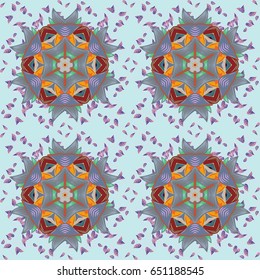 Vintage vector floral seamless pattern in blue colors.