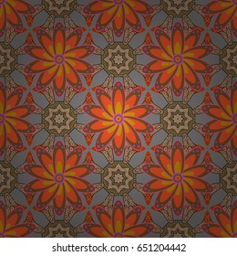 Vintage vector floral seamless pattern in blue colors.
