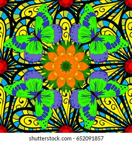 Vintage vector floral seamless pattern in colors.