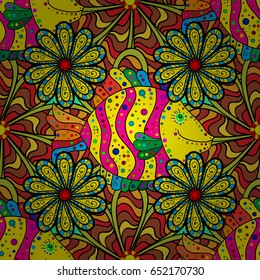 Vintage vector floral seamless pattern in colors.