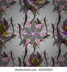 Vintage vector floral seamless pattern in colors.