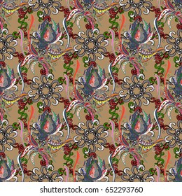 Vintage vector floral seamless pattern in colors.